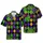Mardi Gras Masquerade Masks Crawfish Donuts Fleur-de-lis Glitter Argyle Fabric Design Short-sleeve Hawaiian Shirt - 1