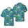 Seamless Hawaiian Skull Santa Hat Candy Cane Christmas Ornament Red Blue Green Fabric Print Short-sleeve Hawaiian Shirt - 1