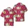 Santa Claus Beach Sunglasses Hawaiian Shirt Surfboard Snowflakes Red Backdrop Scene Short-sleeve Hawaiian Shirt - 1