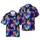 Golden Retriever Dog Heads Pattern: Neon Pop Art Tropical Synthwave Floral Black Background Short-sleeve Hawaiian Shirt - 1