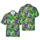 Ornate Mardi Gras Mask Crawfish Top Hat Fleur-de-lis Gold Green Purple Seamless Pattern Short-sleeve Hawaiian Shirt - 1