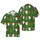 Emerald Green Christmas Hawaiian Pattern: Santa, Rudolph, Tree, Bows, Lights Short-sleeve Hawaiian Shirt - 1