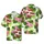 Red Fire Truck Hawaiian: Engine Monstera Hibiscus Cream Sublimation Fabric Pattern Short-sleeve Hawaiian Shirt - 1