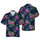 Fuchsia Pink Flamingoes Navy Botanical Layered 8K High Contrast Textile Print Short-sleeve Hawaiian Shirt - 1