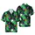 Fluffy Chow Dogs Hawaiian Botanical Pattern - Teal Green Leaves, Pink Hibiscus, Fern Design Short-sleeve Hawaiian Shirt - 1