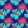 Expressive Raccoons: Broad-Leaf Tropical Foliage Aqua Magenta Blue Pattern Short-sleeve Hawaiian Shirt - 7