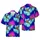 Expressive Raccoons: Broad-Leaf Tropical Foliage Aqua Magenta Blue Pattern Short-sleeve Hawaiian Shirt - 1