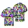 Vintage City Bus Pop Art Pattern: Lime Green Purple Geometric Mosaic Tropical Print Short-sleeve Hawaiian Shirt - 1