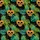Golden Pineapple Skull & Green Fronds: Palmetto Monstera Leaves, Dark Black Background Short-sleeve Hawaiian Shirt - 7
