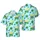 Green Alligator Hawaiian Design: Teal Pools, Peach Frame, Palm Fronds, Geometric Details Short-sleeve Hawaiian Shirt - 1