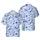 Intricate Seashell Line Art Fabric Design: Navy Blue White Cerulean Pattern Short-sleeve Hawaiian Shirt - 1