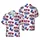 Texas Islander Hawaiian Pattern: Red Palm Trees & Flag Outlines, White Textile Weave Short-sleeve Hawaiian Shirt - 1
