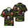 Santa Claus Lobster Alligator Tropical Design Tile with Mardi Gras Robe & Fleur-de-Lis Short-sleeve Hawaiian Shirt - 1