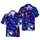 Bowling Pin Strike Hawaiian Galaxy Blue Purple Green Orange Starfield Textile Print Short-sleeve Hawaiian Shirt - 1