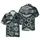 Polynesian Tribal Shark Sea Turtle Tiki Mask Fabric Art, Geometric Swirls Mosaic Print Black White Grey Short-sleeve Hawaiian Shirt - 1