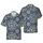 Polynesian Tribal Mask Shark Ray Seahorse Intricate Swirl Pattern Navy Cream Beige Short-sleeve Hawaiian Shirt - 1