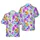 Ginger Tabby Cats Music Equipment 80s 90s Pop Icons Neon Blue Purple Pattern Short-sleeve Hawaiian Shirt - 1