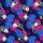 Opossum Hawaii Botanical Design: Snarling Opossums Split-Leaf Palm Vibrant Blue Fuchsia Short-sleeve Hawaiian Shirt - 7