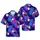 Opossum Hawaii Botanical Design: Snarling Opossums Split-Leaf Palm Vibrant Blue Fuchsia Short-sleeve Hawaiian Shirt - 1