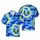 Hawaiian Deep Blue Ocean Silhouette Palm Tree Sailboat Pale Green Sunset Design Short-sleeve Hawaiian Shirt - 1