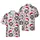 Skull Santa Hat & Glowing Red Eye Pattern, Snowflakes, Candy Canes, Holly, Grey Stars Short-sleeve Hawaiian Shirt - 1