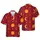 Golden Smiling Sun Wavy Rays Sleeping Moon Red Intricate Botanical Tile Pattern Short-sleeve Hawaiian Shirt - 1