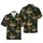 Tiger Head Gaze Seamless Botanical Monstera Palm Fronds Jungle Pattern Orange Black Gold Short-sleeve Hawaiian Shirt - 1