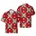 Hawaiian Tropical Red Forms Motif: Maroon Oval Segments & Beige Dot Mosaic Print Short-sleeve Hawaiian Shirt - 1
