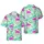 Unisex Pink Flamingo Hawaiian Teal Blue Wavy Floral Cream Dot Mosaic Short-sleeve Hawaiian Shirt - 1