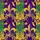 Mardi Gras Fleur-de-lis Masquerade Gold Purple Green Yellow Glittered Tropical Motif Short-sleeve Hawaiian Shirt - 7