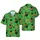 Black Cats in Santa Hats & Sweaters with Gift Boxes Ornaments Emerald Green Hawaiian Design Short-sleeve Hawaiian Shirt - 1