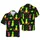 Neon Outline Tropical Cocktails Pineapple Cherry Lime Black Starry Textile Pattern Short-sleeve Hawaiian Shirt - 1