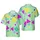 Seamless Geometric Arrangement Hot Pink Yellow Teal Triangles Blue Octagons Black Dash Dot Field Short-sleeve Hawaiian Shirt - 1