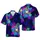 Posing Raccoons Hawaiian Botanical Blue Magenta Foliage Pattern Short-sleeve Hawaiian Shirt - 1