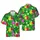 Flamingos in Santa Hats: Tropical Holiday Hibiscus & Monstera Foliage - Forest Green Pink Red Short-sleeve Hawaiian Shirt - 1