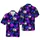 Virginia Opossum Palm Monstera Foliage Electric Blue Fuchsia Black Pattern Short-sleeve Hawaiian Shirt - 1