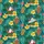 Hula Santa & Surfing Santa Tropical Christmas Tiki Hibiscus Teal Botanical Design Short-sleeve Hawaiian Shirt - 7