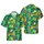 Hula Santa & Surfing Santa Tropical Christmas Tiki Hibiscus Teal Botanical Design Short-sleeve Hawaiian Shirt - 1