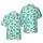 Santas Wearing Hawaiian Shirts Dancing Tropical Palm Trees Sand Blue Background Pattern Short-sleeve Hawaiian Shirt - 1