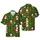 Santa Snowman Reindeer Poinsettia Holly Snowflakes Pinecones Hawaiian Fabric Print Short-sleeve Hawaiian Shirt - 1
