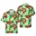 Hawaiian Tiki Mask Pineapple Red Hibiscus Palm Monstera Teal Green Pattern Short-sleeve Hawaiian Shirt - 1