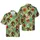 Bigfoot Sasquatch Hawaiian Red Hibiscus Bird of Paradise Teal Green Foliage Design Short-sleeve Hawaiian Shirt - 1