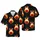 White Bowling Pins Red Ball Orange Flames Dark Smoky Gradients Hawaiian Print Short-sleeve Hawaiian Shirt - 1