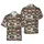 Photorealistic Raccoons Santa Hat Hawaiian Edge-to-Edge Gold Jingle Bells Design Short-sleeve Hawaiian Shirt - 1