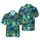 Cat Lover's Hawaiian Abstract Feline Golden Fractal Filigree Aqua Teal Textile Short-sleeve Hawaiian Shirt - 1