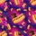 Dachshund Hot Dog Hawaiian Galactic Purple Magenta Blue Golden Yellow Art Design Short-sleeve Hawaiian Shirt - 7