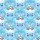 Ocean Life: Grey Shark, Pink Mermaid Tails, Blue Concentric Wave Fabric Pattern Short-sleeve Hawaiian Shirt - 7
