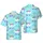 Ocean Life: Grey Shark, Pink Mermaid Tails, Blue Concentric Wave Fabric Pattern Short-sleeve Hawaiian Shirt - 1