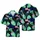 Black Cat Faces Hawaiian Tropical Monstera Palm Hibiscus Bird-of-Paradise Seamless Pattern Short-sleeve Hawaiian Shirt - 1