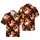Bowling Action Strike: White Pins, Red Ball, Fiery Orange & Black Flames Design Short-sleeve Hawaiian Shirt - 1